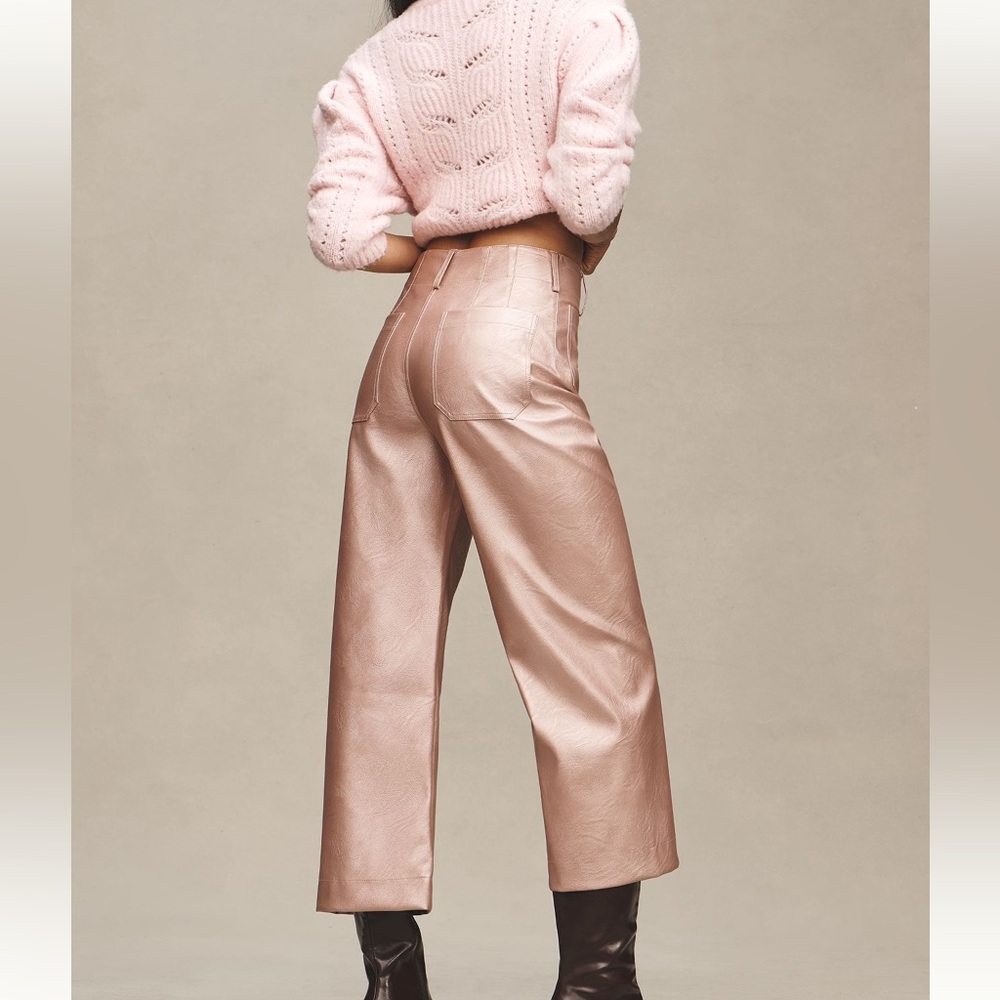 NWT ANTHOPOLOGIE MAEVE: Cropped Metallic Vegan Leather